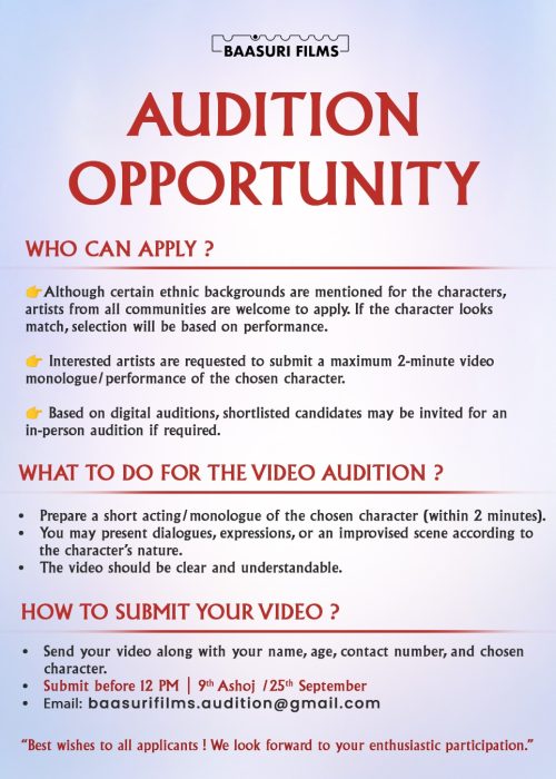 Audition Opportunity Baasuri Films -Second Page